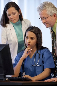 Doctor using a computer