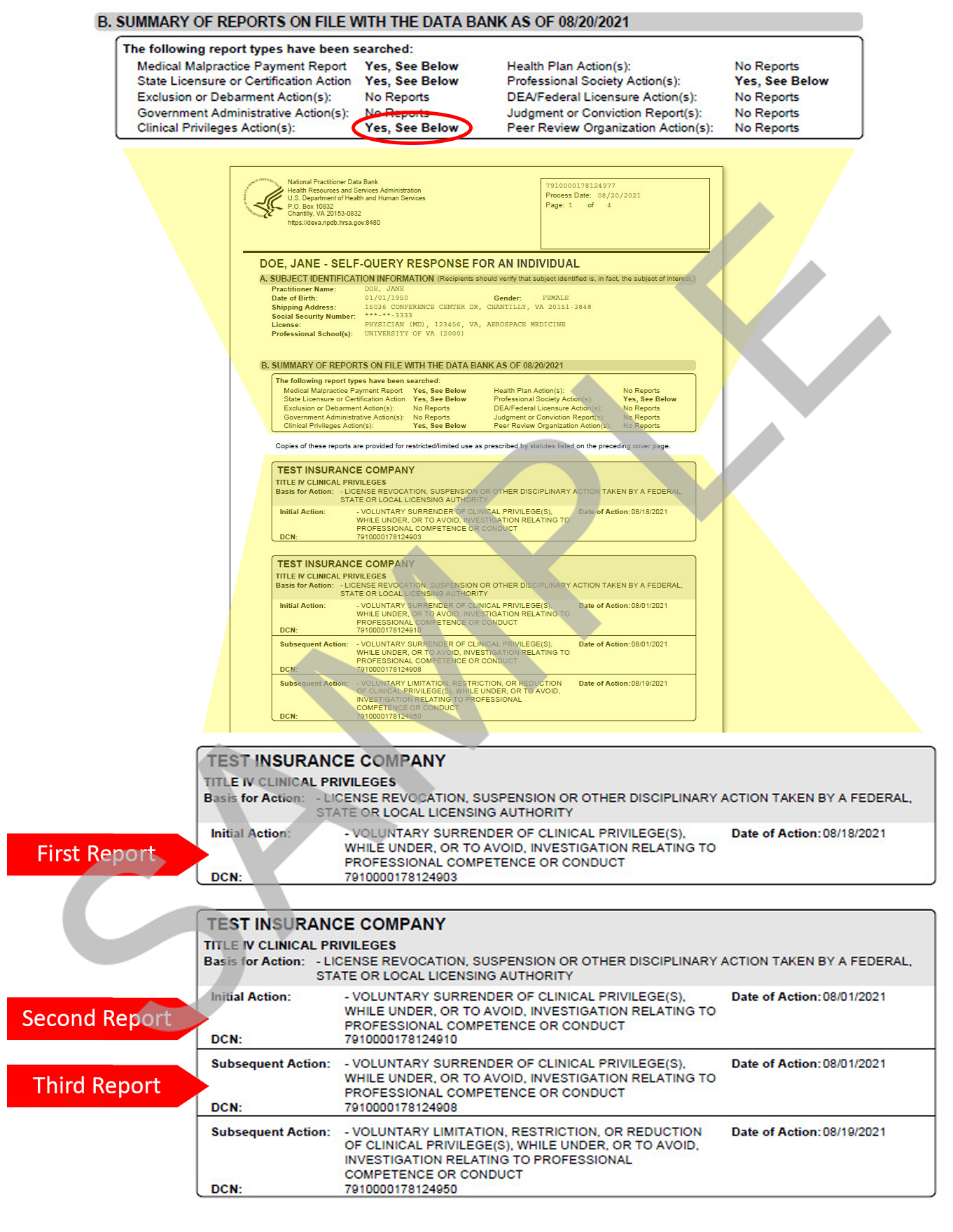 Self-Query Response Cover Page Showing Reports